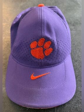 Nike Clemson Tigers Purple Orange On Field Team Issue Aerobill Flex Hat Adult OS